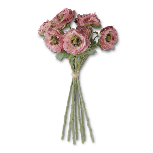 Pink Ranunculus Bundle w/ Flocked Stem 12in