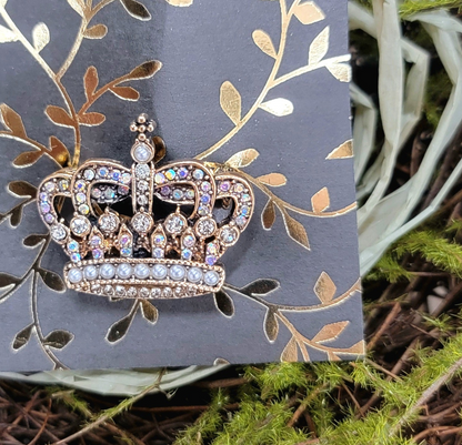 Jeweled Crown Brooch