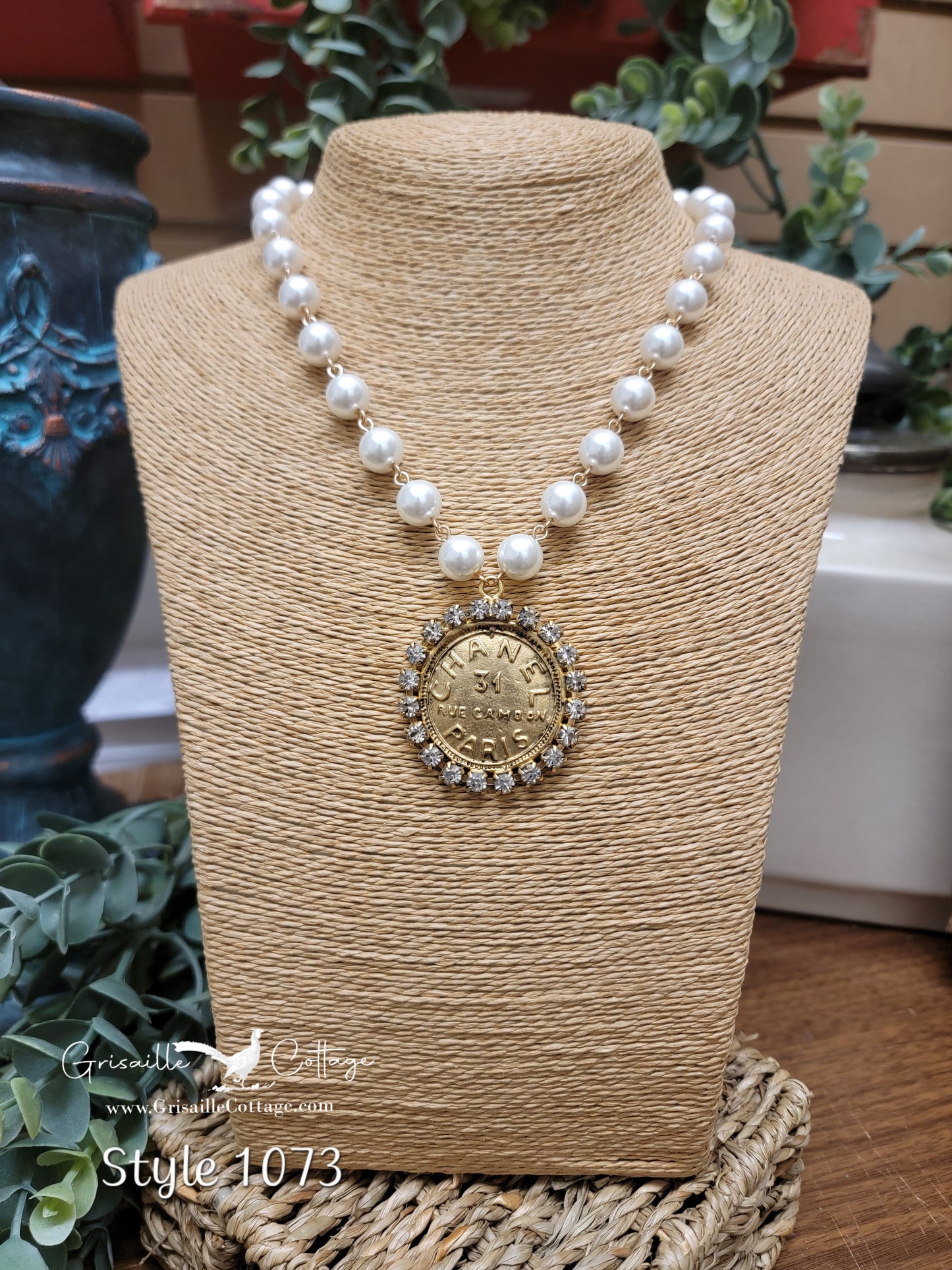 Chanel Rue Cambon Coin, Pearl & Crystal Necklace Style 1073 - Yochi NY