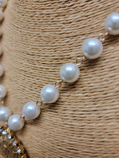 Chanel Rue Cambon Coin, Pearl & Crystal Necklace Style 1073 - Yochi NY