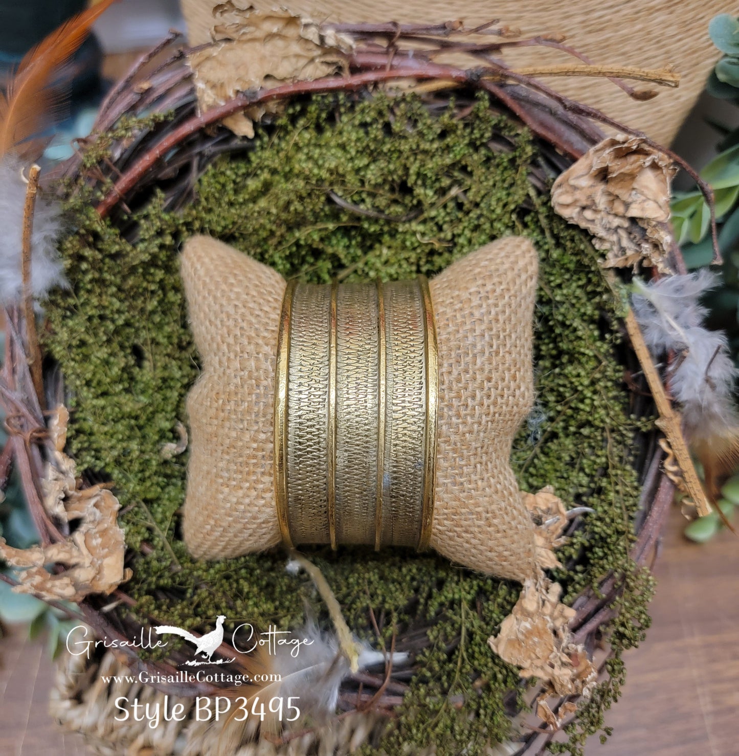 Antiqued Gold Embossed Cuff Bracelet Style BP3495 - Yochi NY