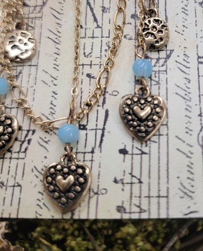 Heart Dangles Safety Pin Brooch