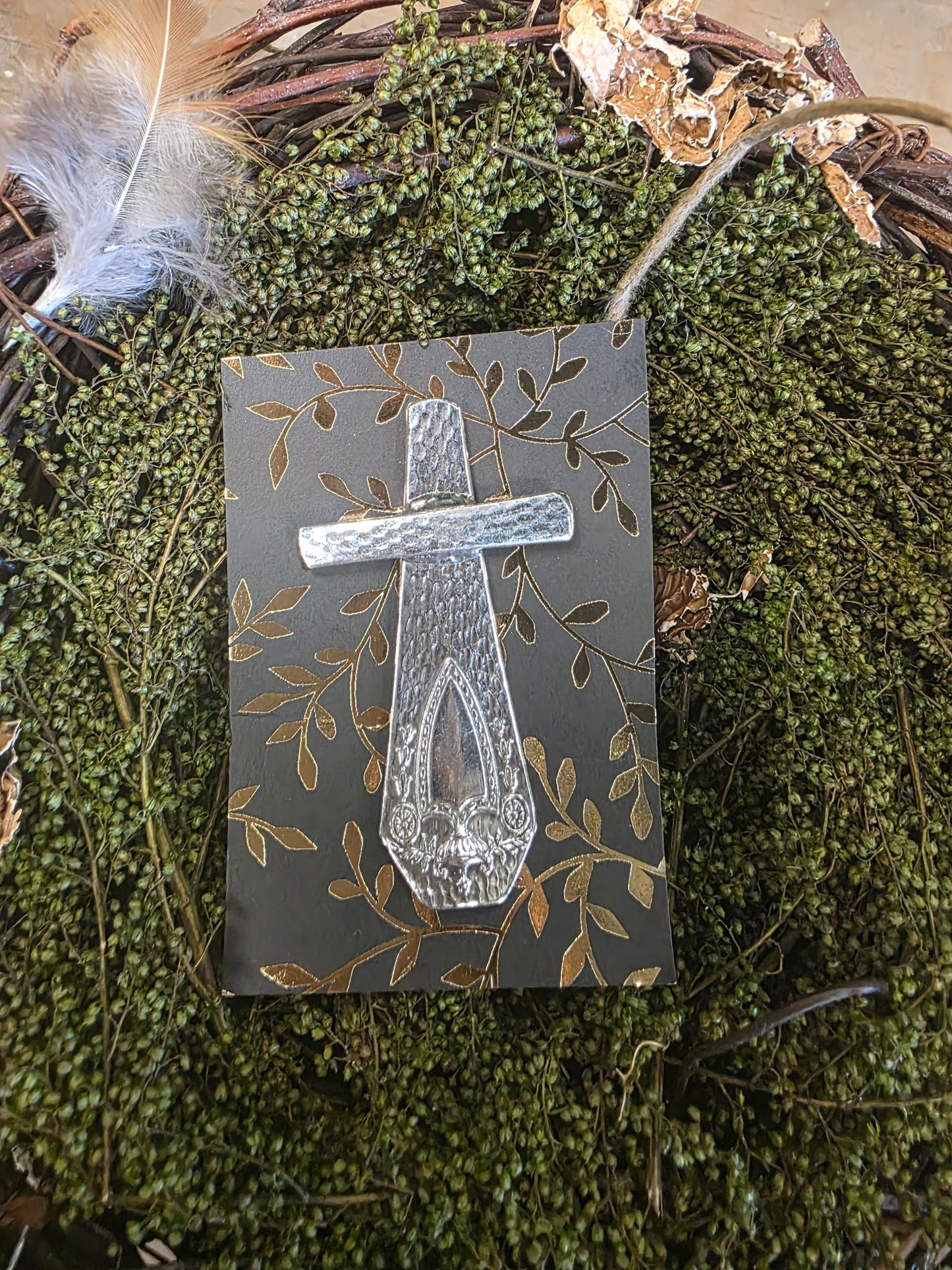 Antique Silverware Cross Brooch / Pin #03