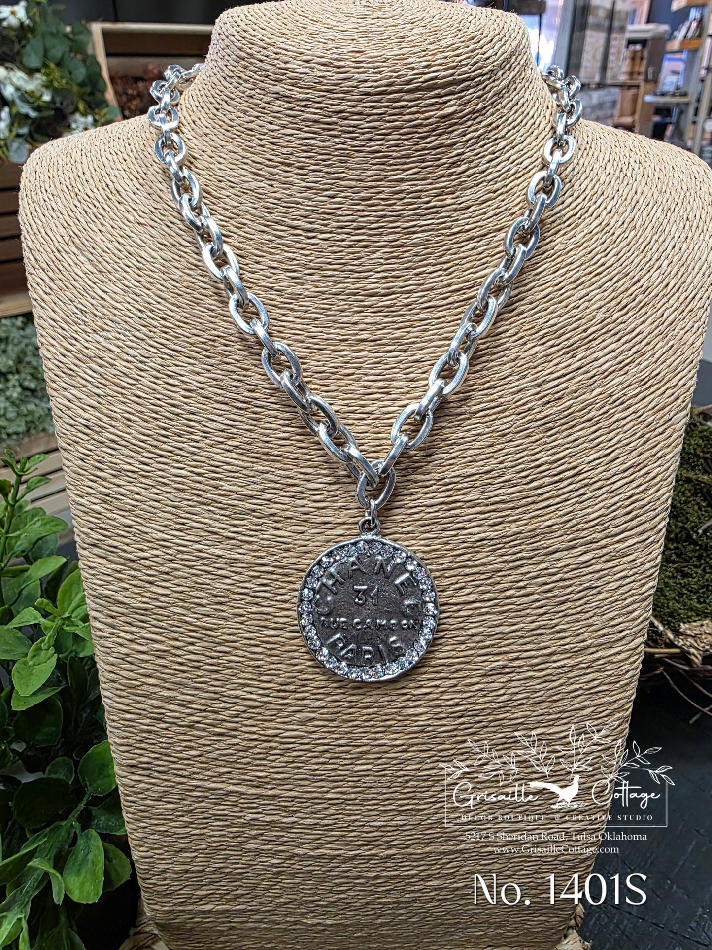 Chanel 31 Rue Paris Cambon Coin & Crystal Necklace Style 1401S- Yochi NY