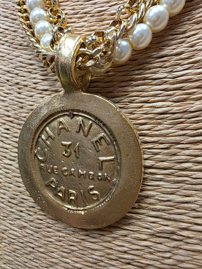 Chanel 31 Rue Paris Cambon Coin & Pearl Necklace Style No.1402 - Yochi NY