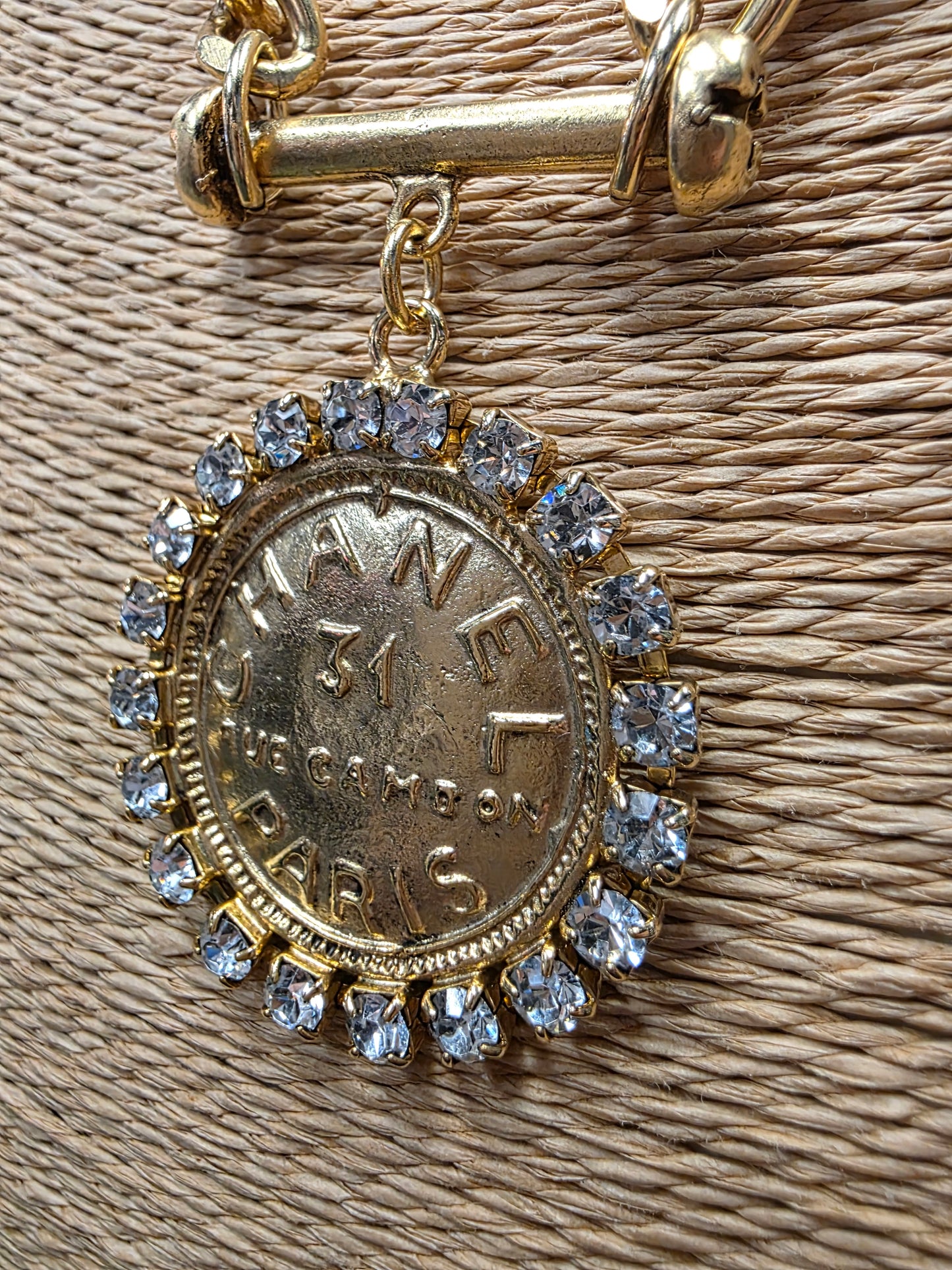 Chanel 31 Rue Paris Cambon Coin & Crystal Toggle Bar Necklace Style 1406 - Yochi NY
