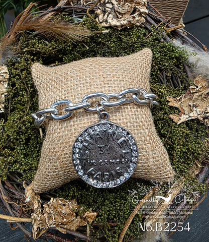 Chanel Rue 31 Paris Coin Silver & Crystal Bracelet Style BP2254 - Yochi NY