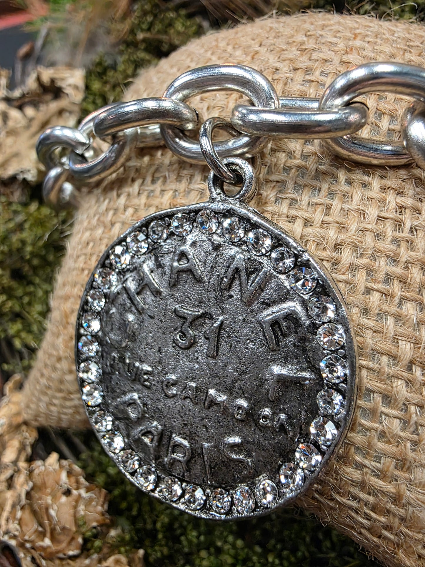 Chanel Rue 31 Paris Coin Silver & Crystal Bracelet Style BP2254 - Yochi NY