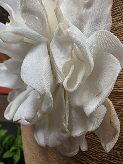 Fabric Hand-cut Floral Brooch - Distressed White