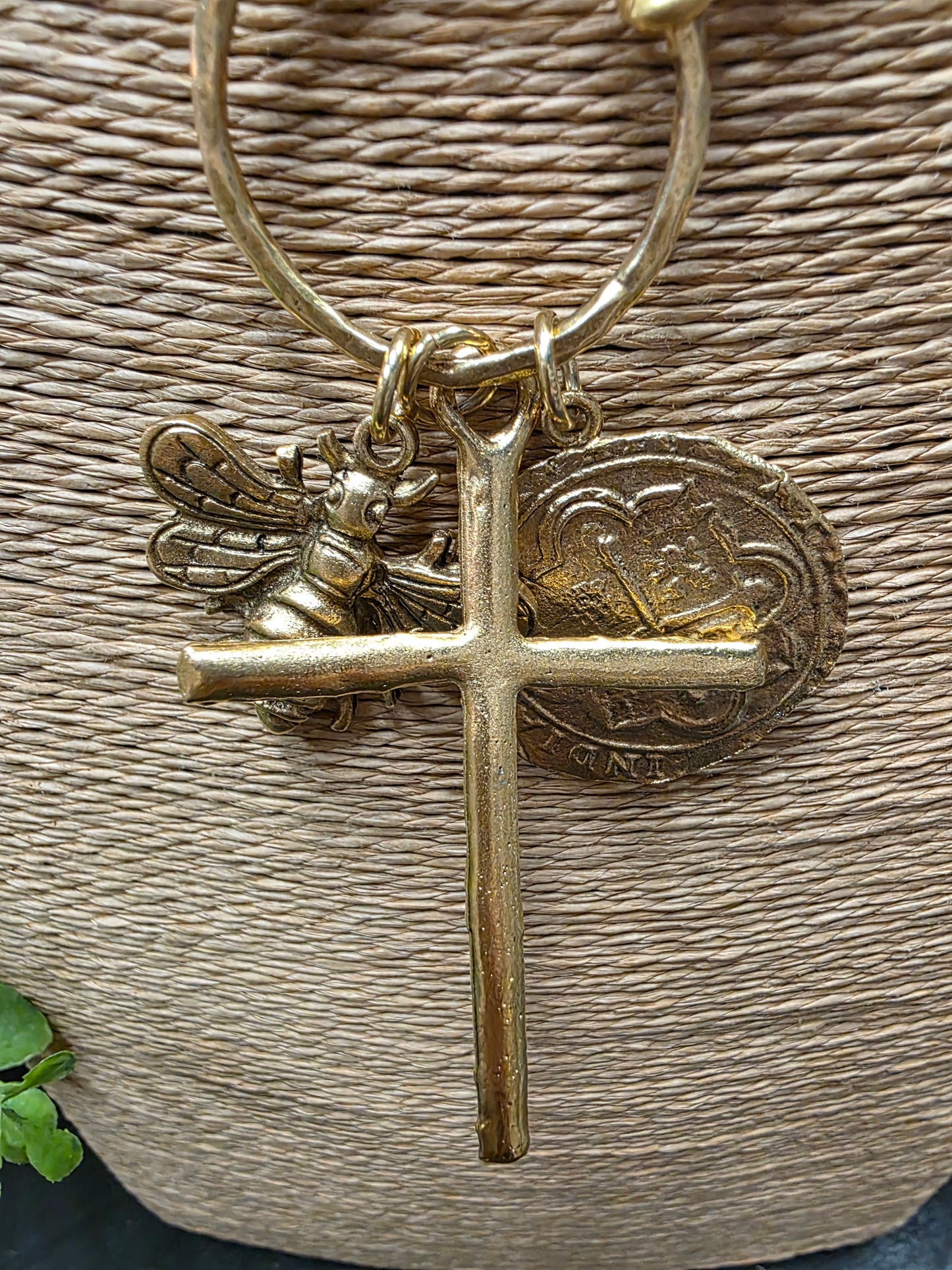 Gold 3-Charm 17in Necklace LN042