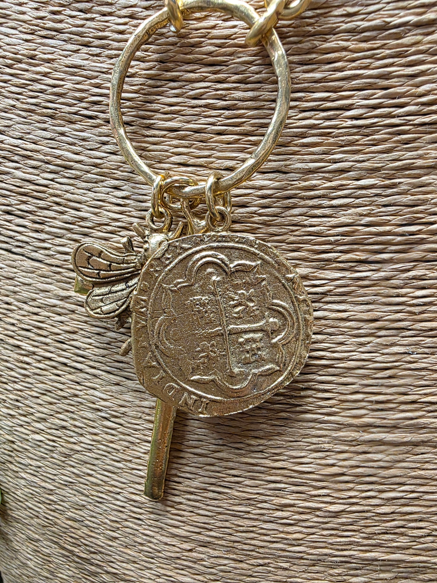 Gold 3-Charm 17in Necklace LN042