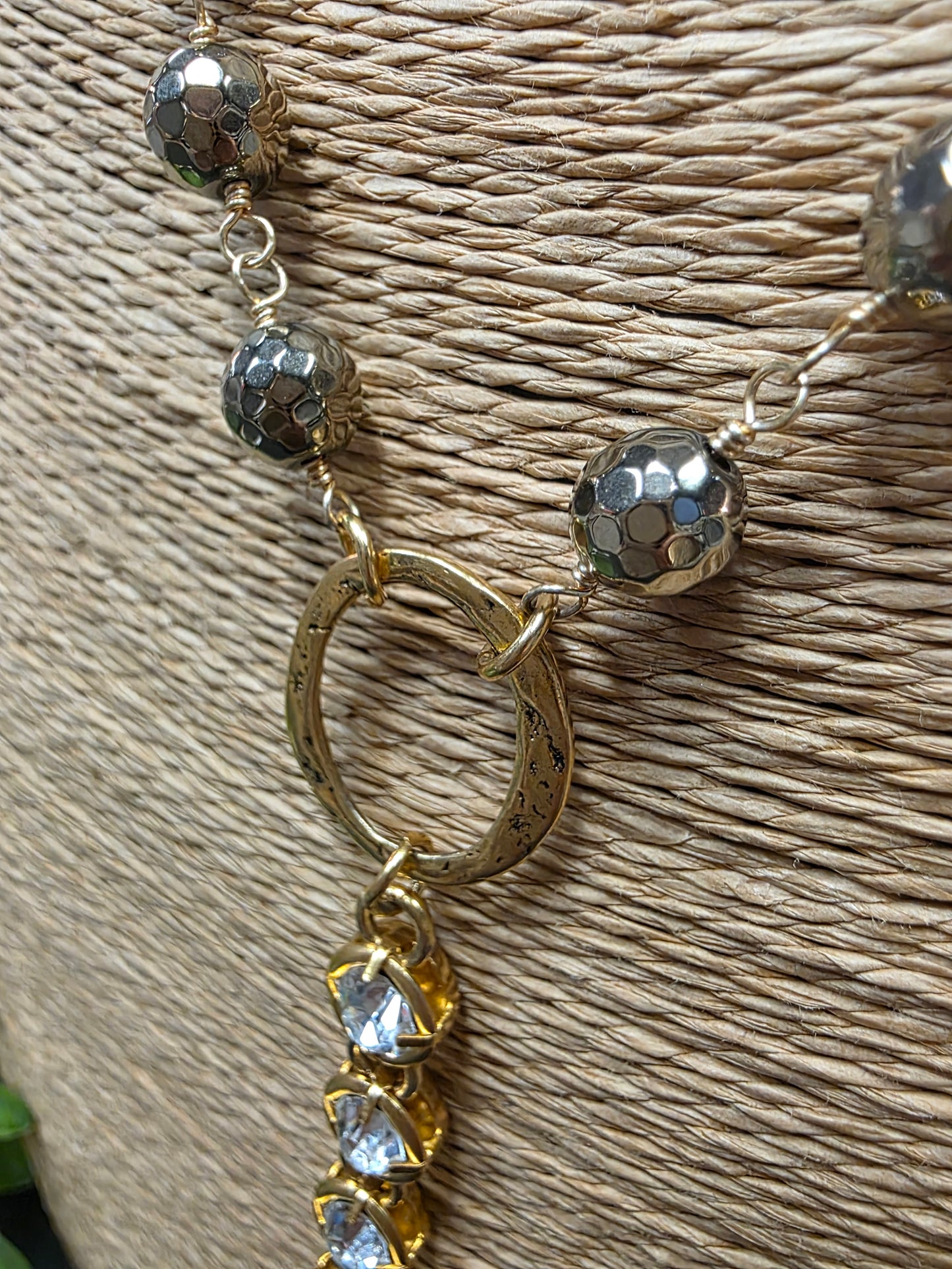 Pyrite & Crystal Drop Necklace LN117