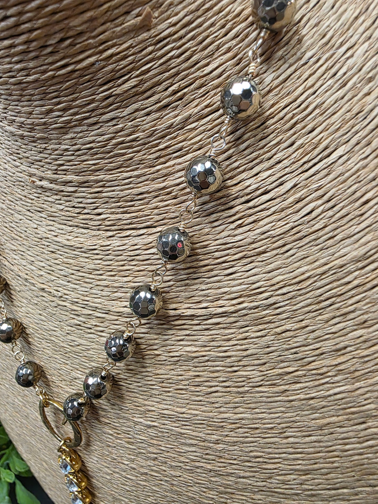 Pyrite & Crystal Drop Necklace LN117