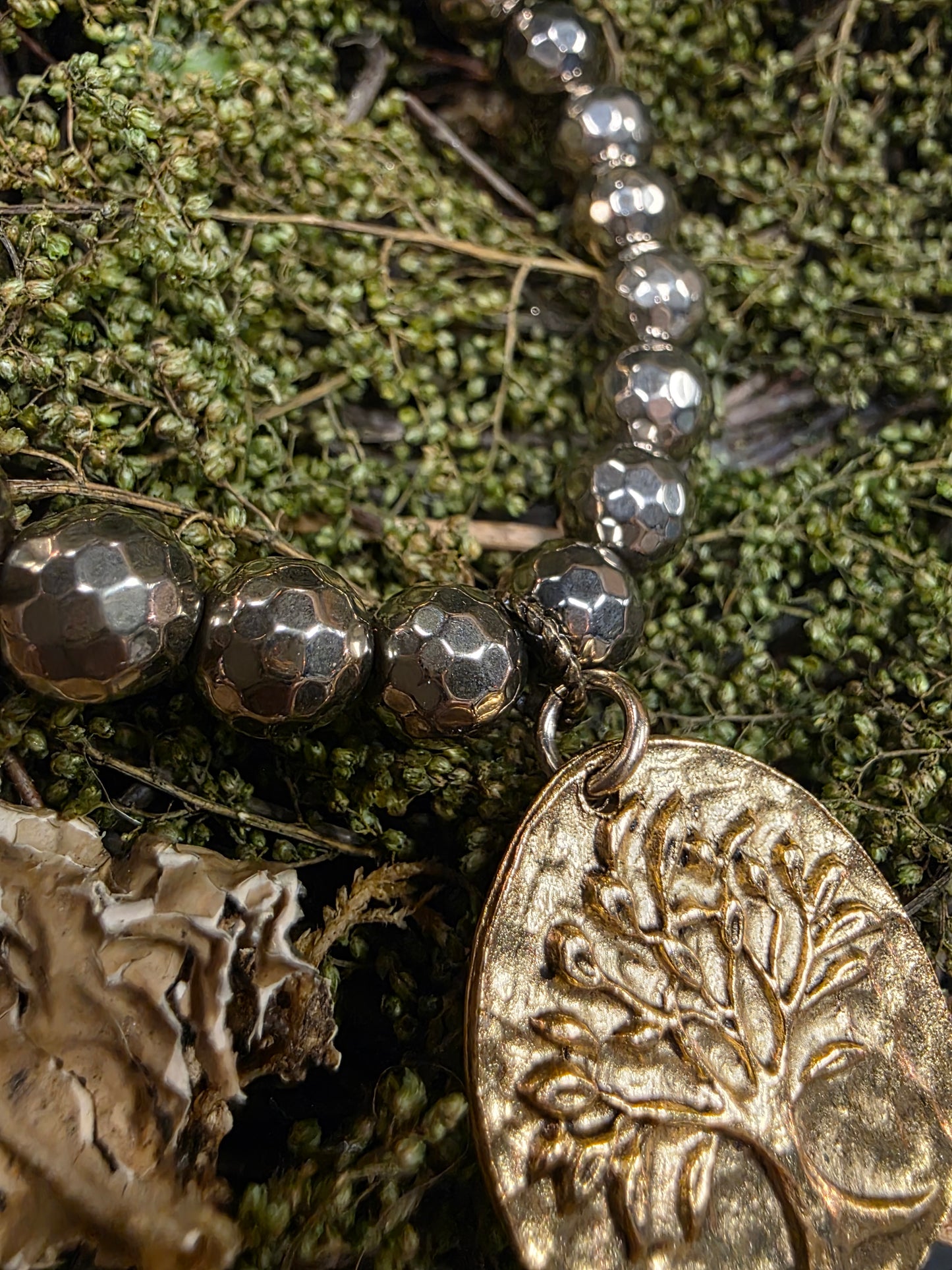 Pyrite Bracelet with Tree of Life Pendant