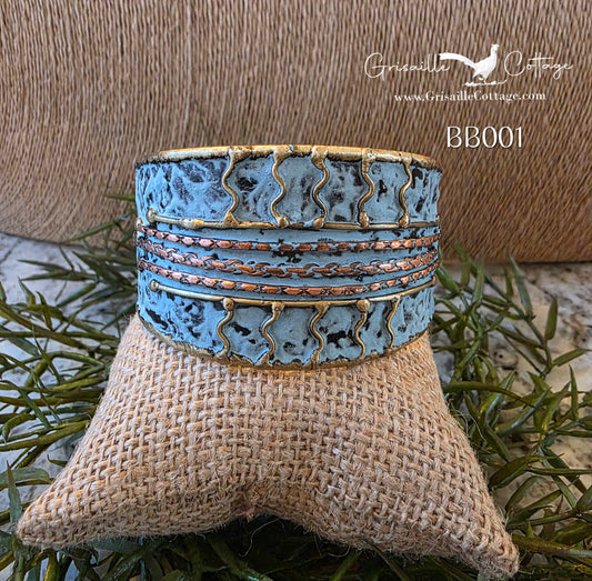Brass Blue Patina Cuff Bracelet BB001