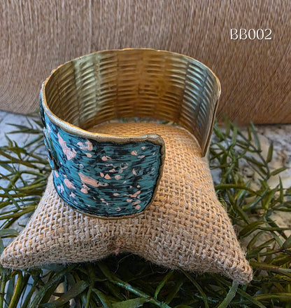 Brass Blue/Pink Patina Cuff Bracelet BB002
