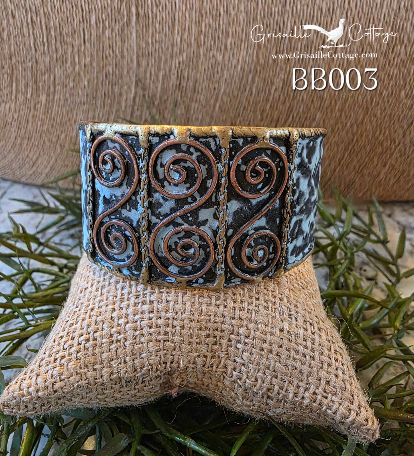 Brass Blue/Black Patina Cuff Bracelet BB003