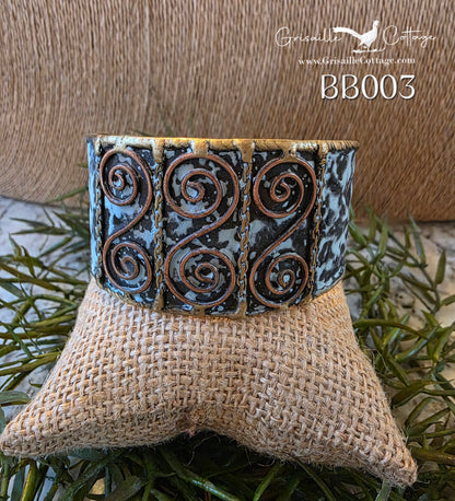 Brass Blue/Black Patina Cuff Bracelet BB003