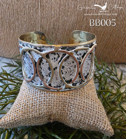 Brass White/Black Patina Cuff Bracelet BB005