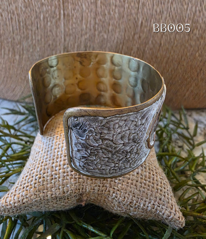 Brass White/Black Patina Cuff Bracelet BB005