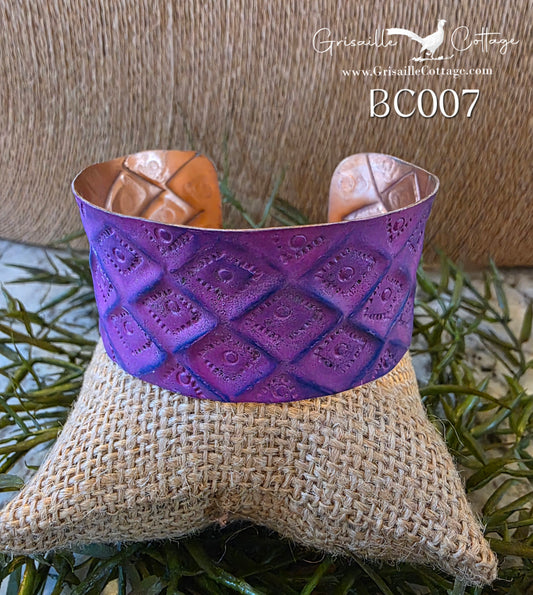 Copper Violet Patina Cuff Bracelet BC007