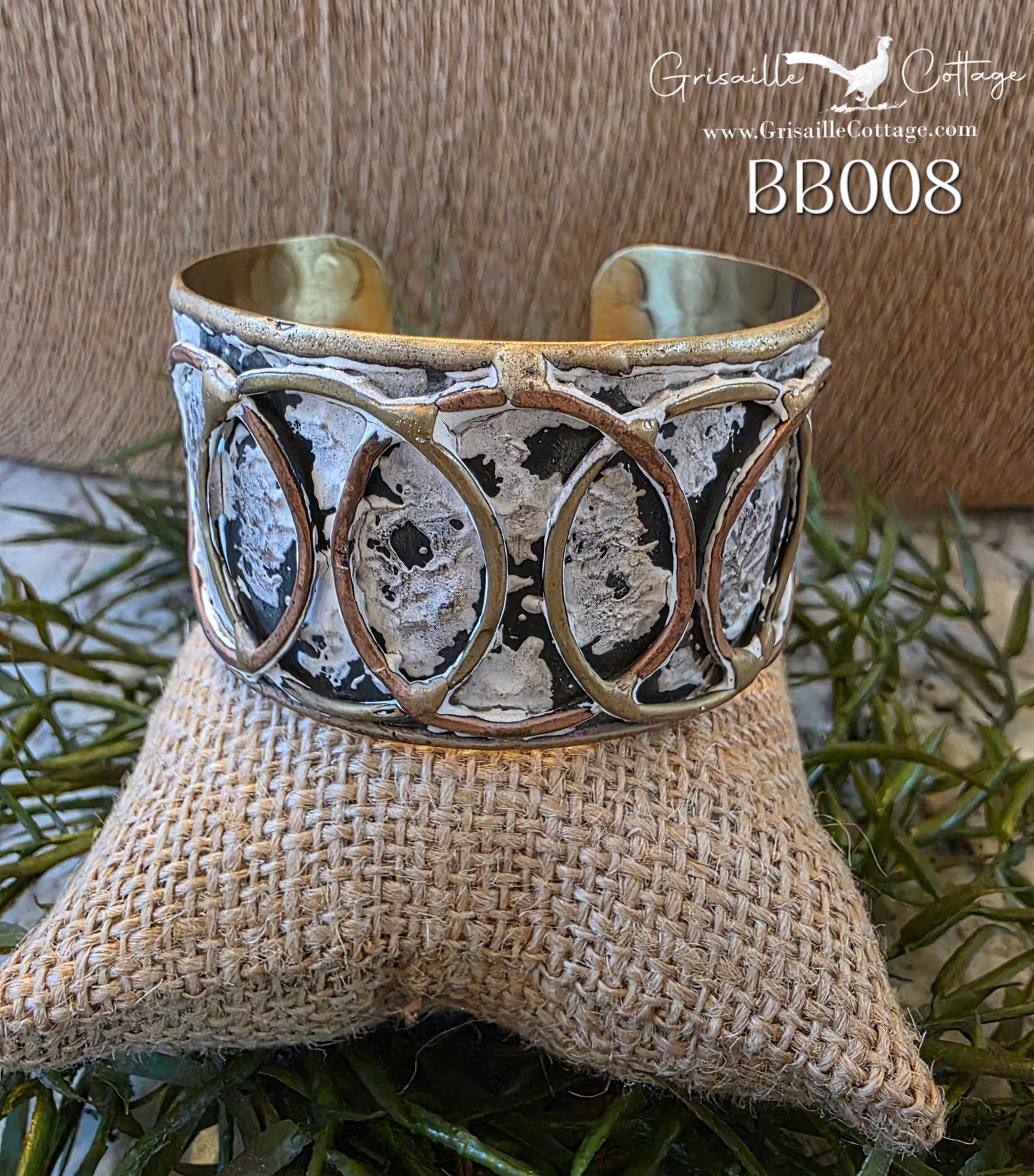 Brass White Patina Cuff Bracelet BB008
