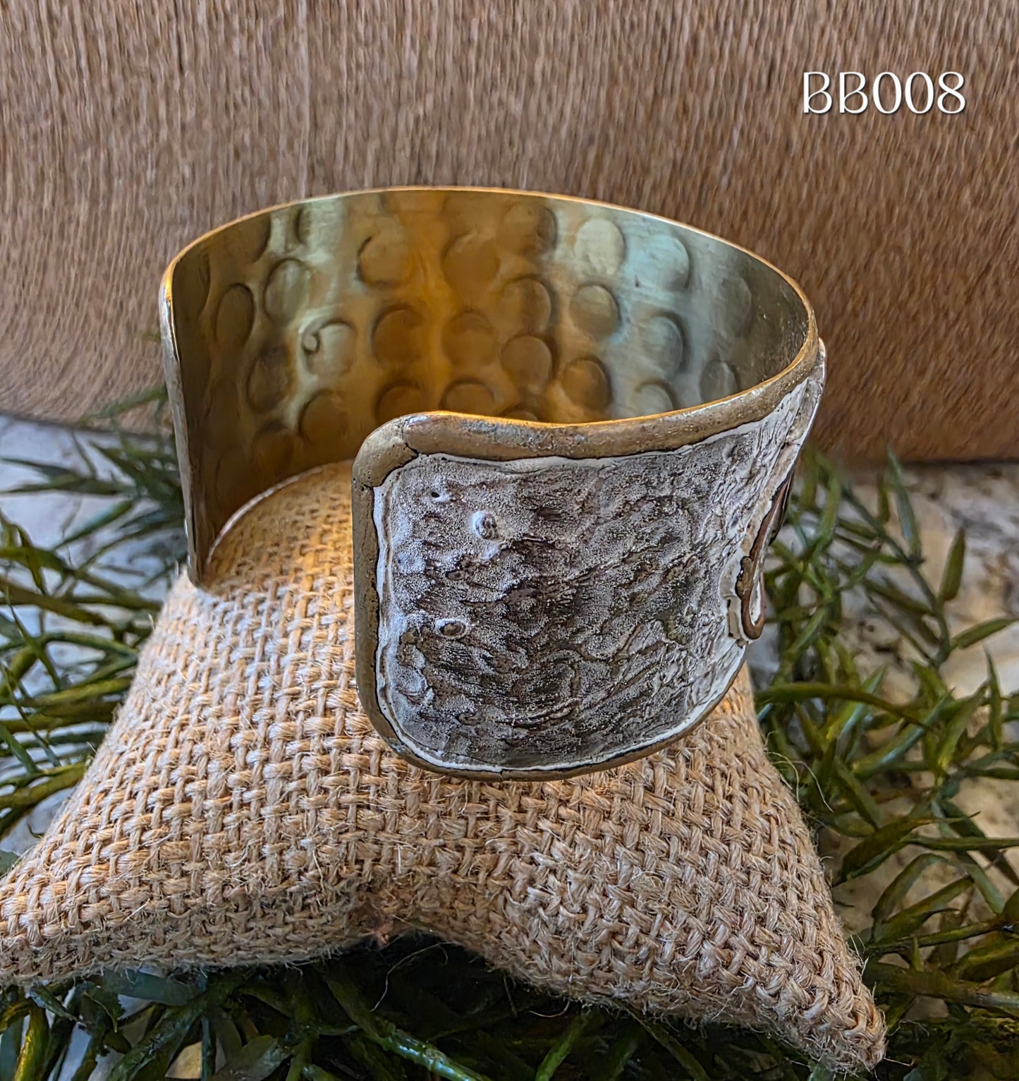 Brass White Patina Cuff Bracelet BB008
