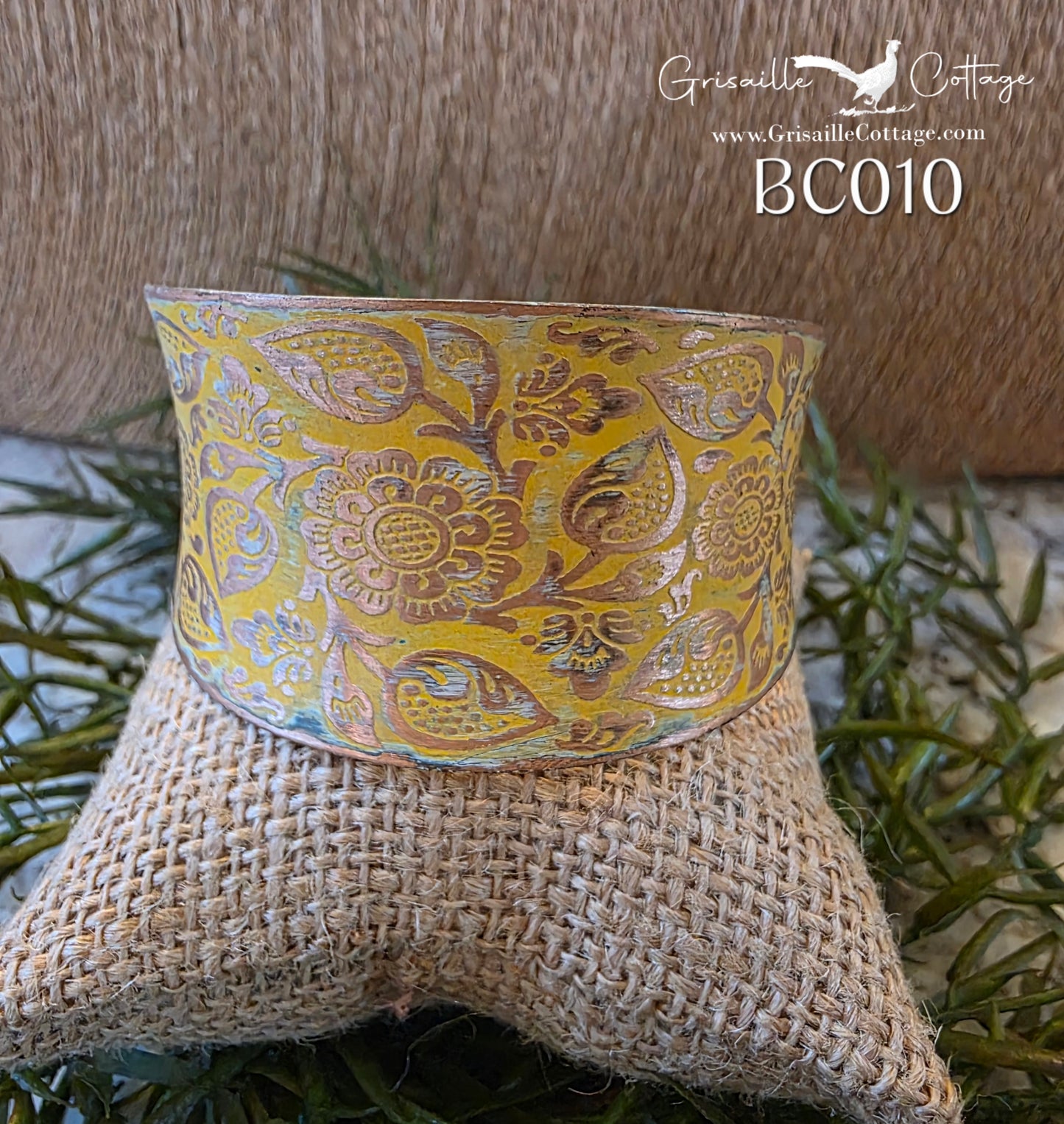 Copper Yellow Patina Cuff Bracelet BC010