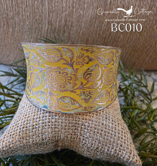 Copper Yellow Patina Cuff Bracelet BC010