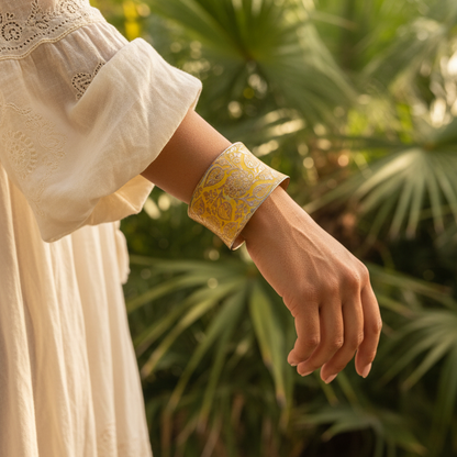 Copper Yellow Patina Cuff Bracelet BC010