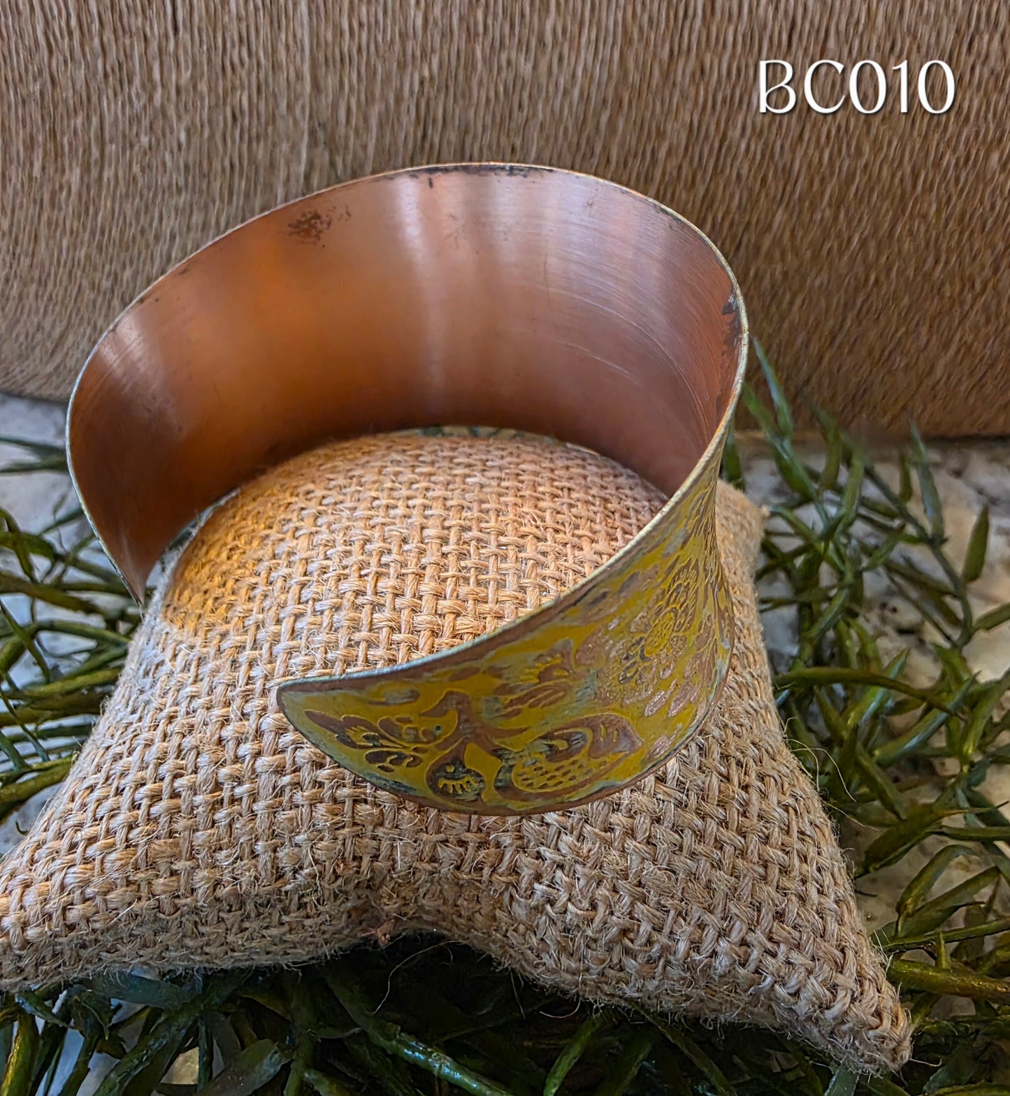 Copper Yellow Patina Cuff Bracelet BC010