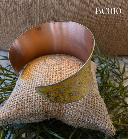 Copper Yellow Patina Cuff Bracelet BC010