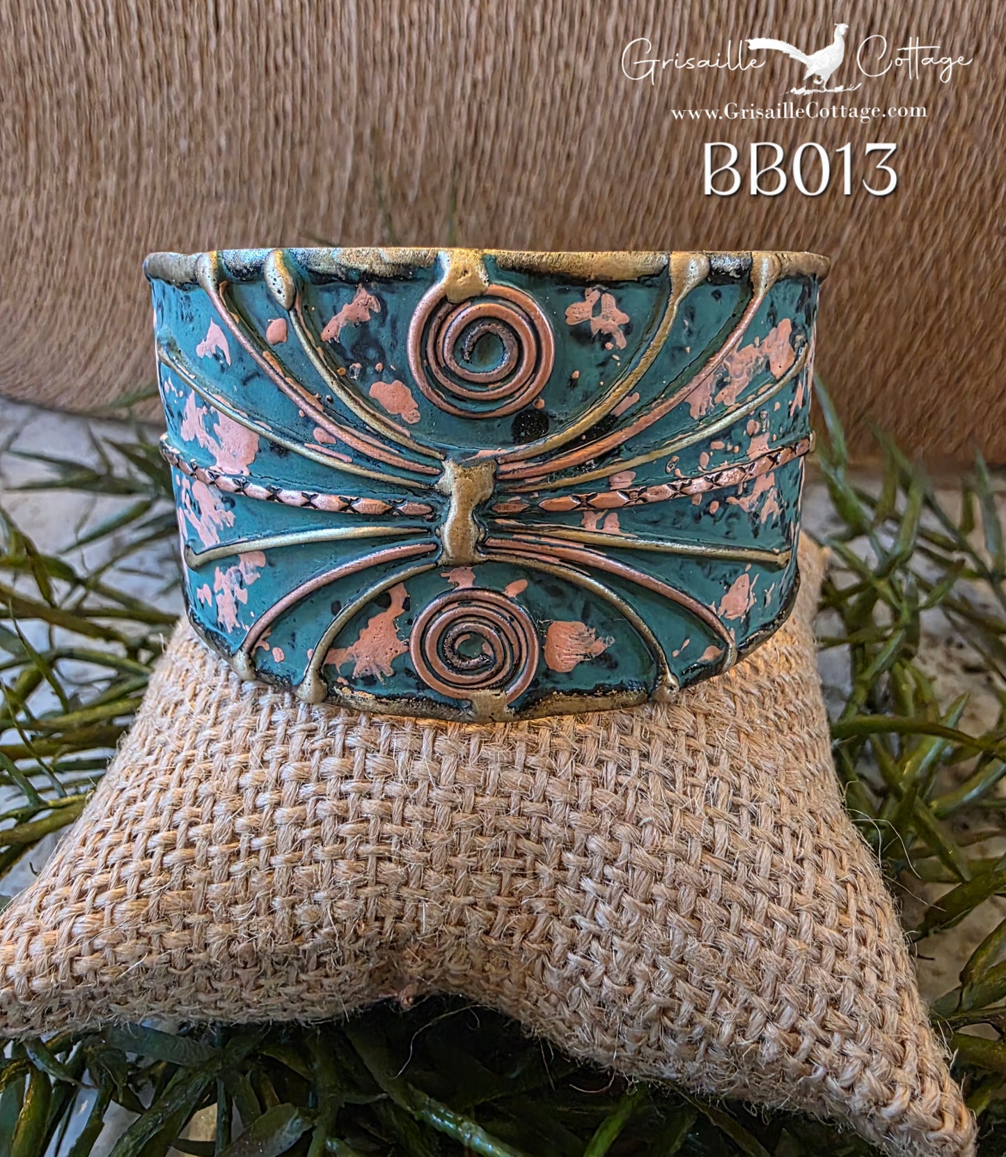 Brass Green Patina Cuff Bracelet BB013