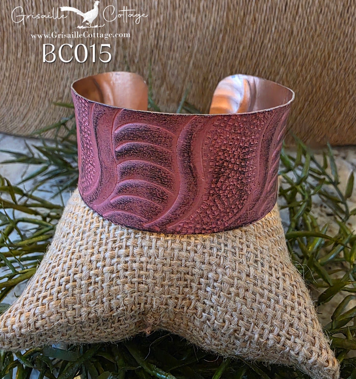 Copper Pink Patina Cuff Bracelet BC015