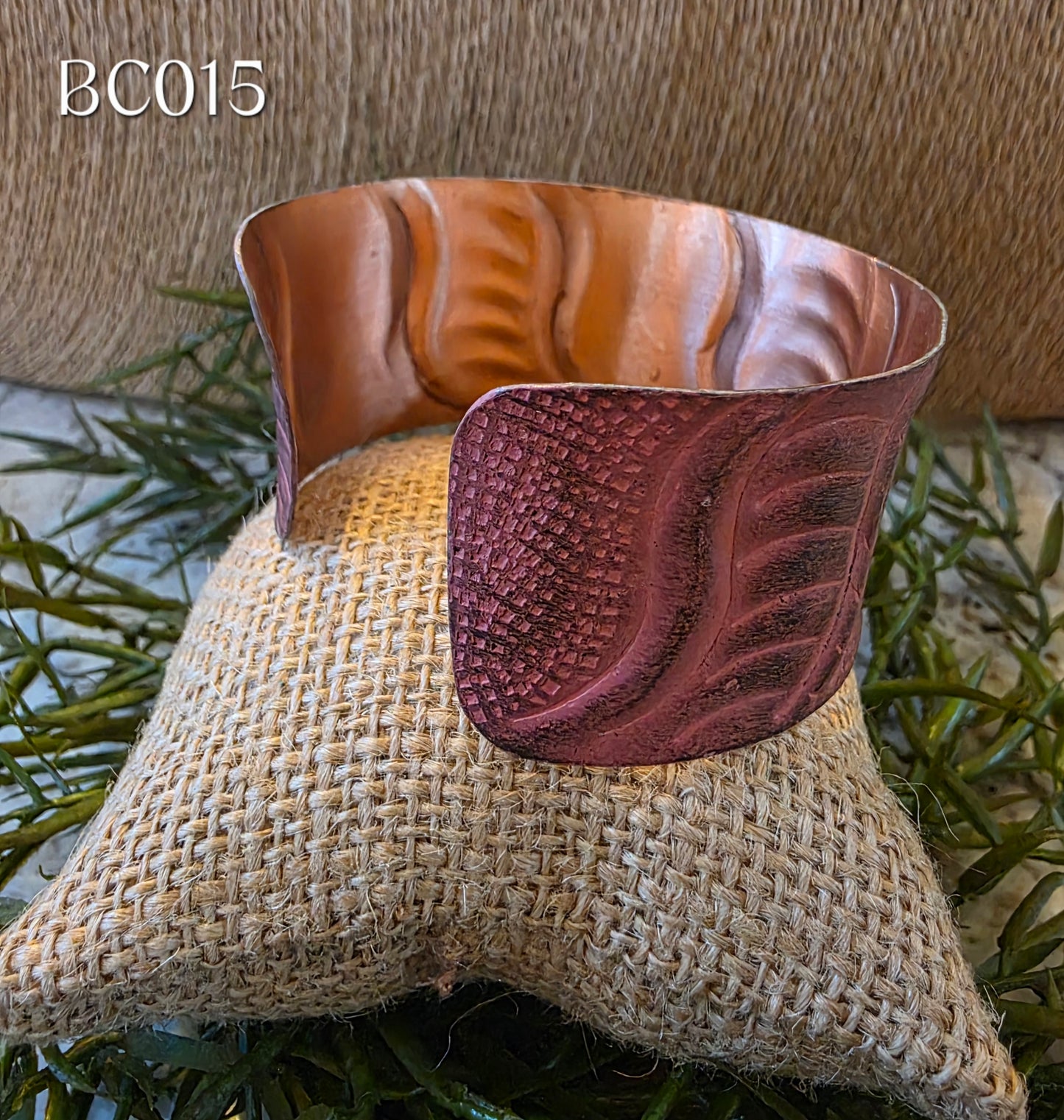 Copper Pink Patina Cuff Bracelet BC015