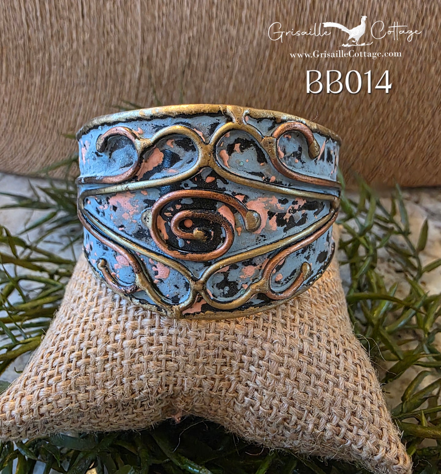 Brass Blue Patina Cuff Bracelet BB014
