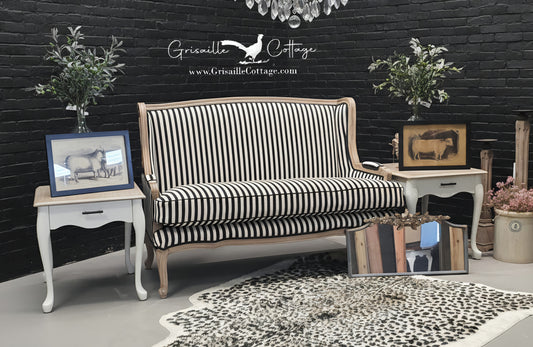Simply Black & Cream Stripe Pattern Settee - (𝐏𝐢𝐜𝐤-𝐔𝐩 𝐎𝐧𝐥𝐲)