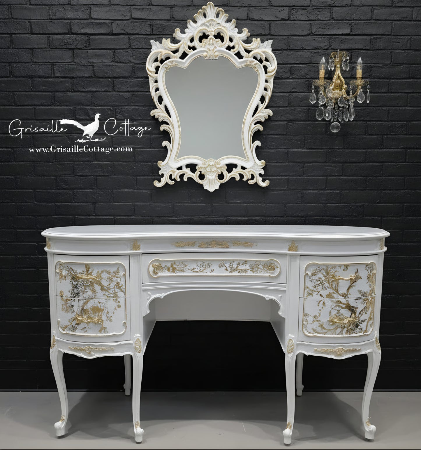 Antique Vintage French Provincial Kidney-Shaped Vanity / Desk  - (𝐏𝐢𝐜𝐤-𝐔𝐩 𝐎𝐧𝐥𝐲)