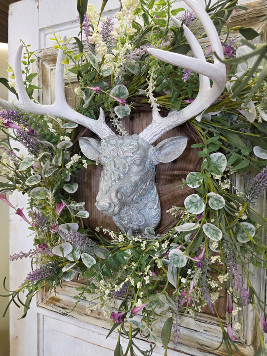 Vintage Glam Deer Head, French Blue
