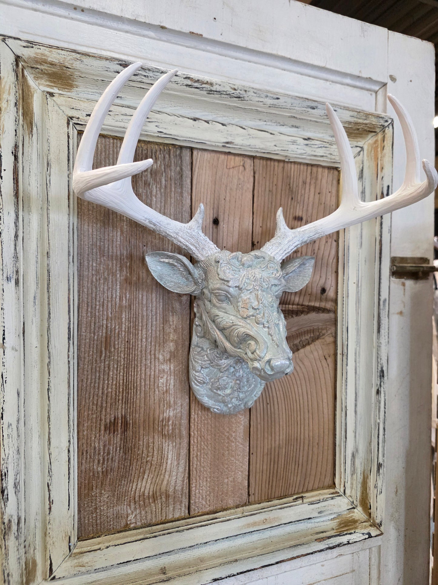 Vintage Glam Deer Head, French Blue