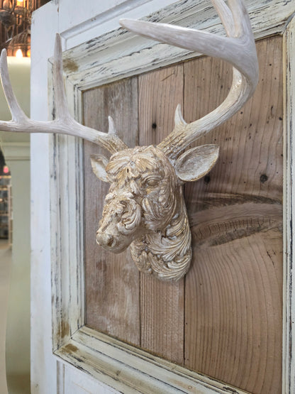 Vintage Glam Deer Head, Gold & White