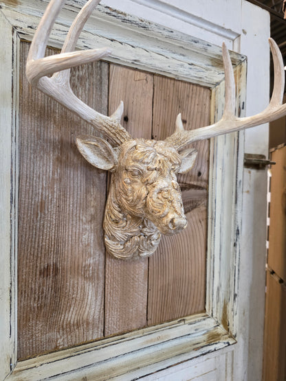 Vintage Glam Deer Head, Gold & White