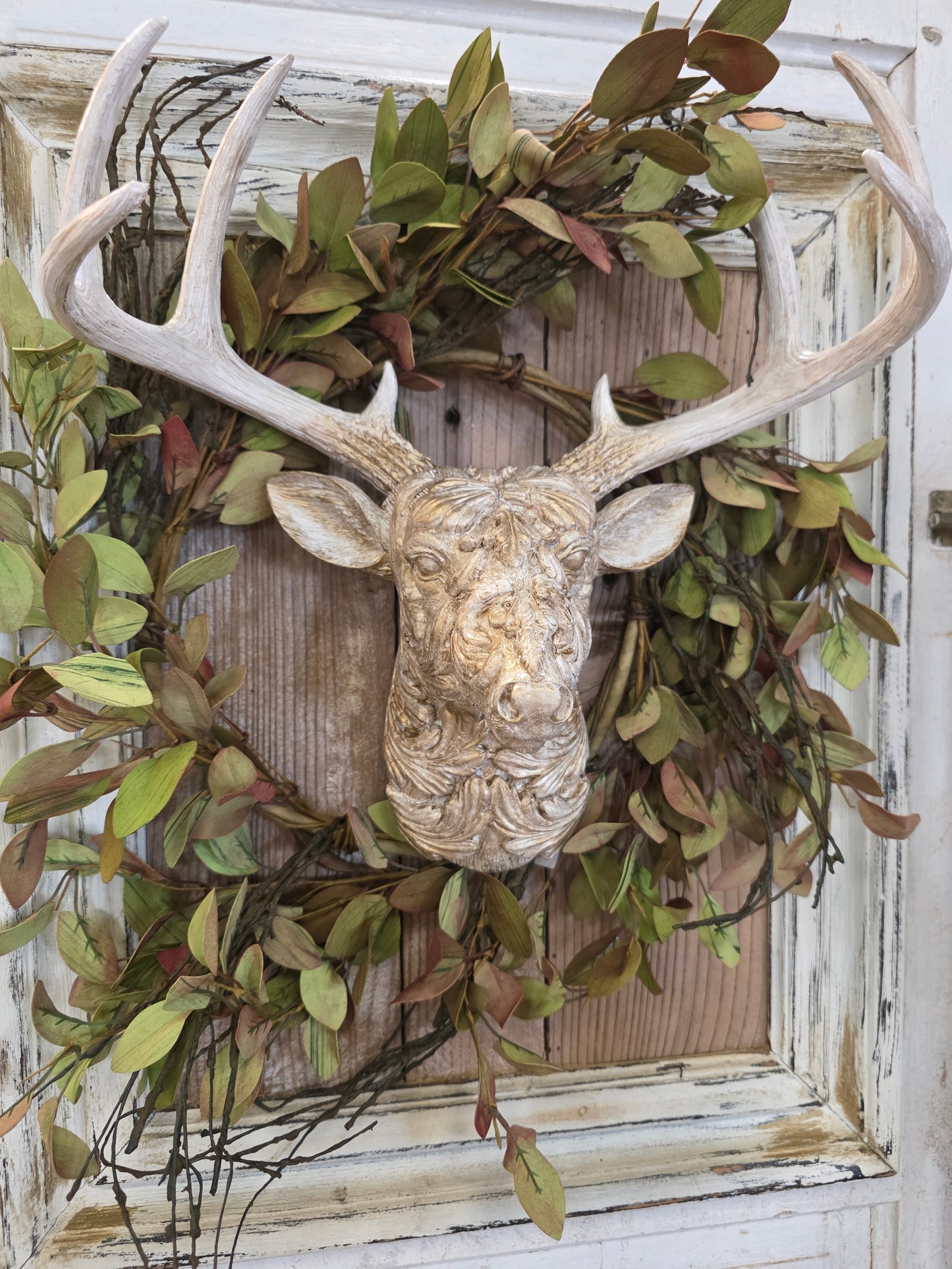 Vintage Glam Deer Head, Gold & White