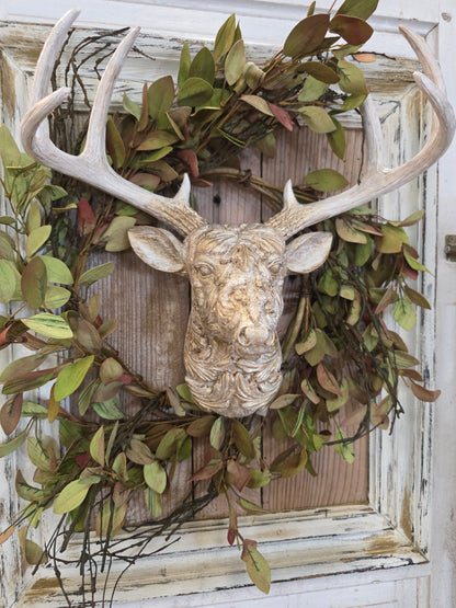 Vintage Glam Deer Head, Gold & White