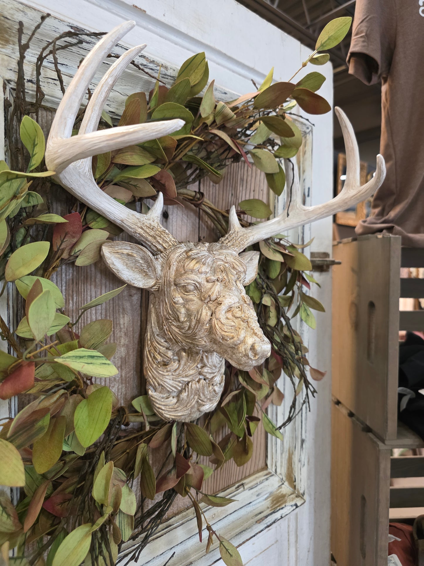 Vintage Glam Deer Head, Gold & White