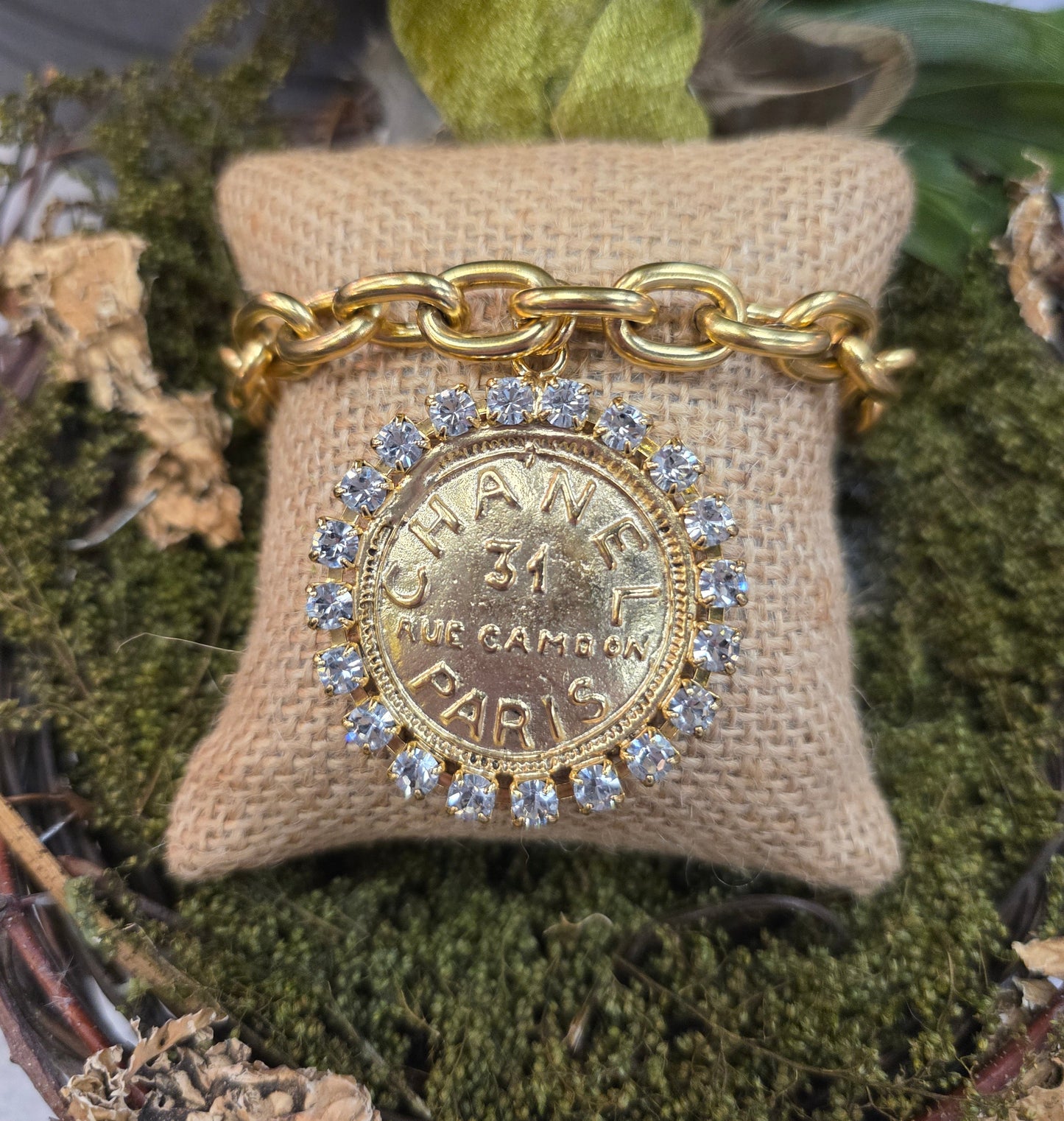 Chanel Rue 31 Paris Coin Gold & Crystal Bracelet Style BP2272 - Yochi NY