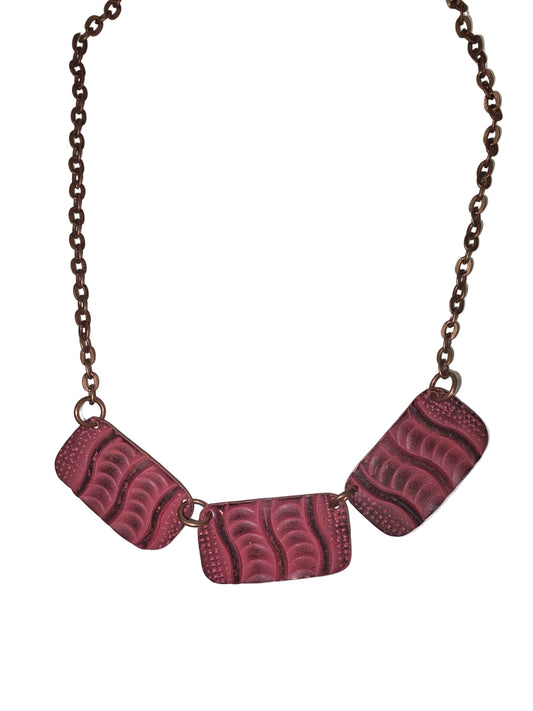 Copper Patina Dusty Pink Wave Necklace NP203