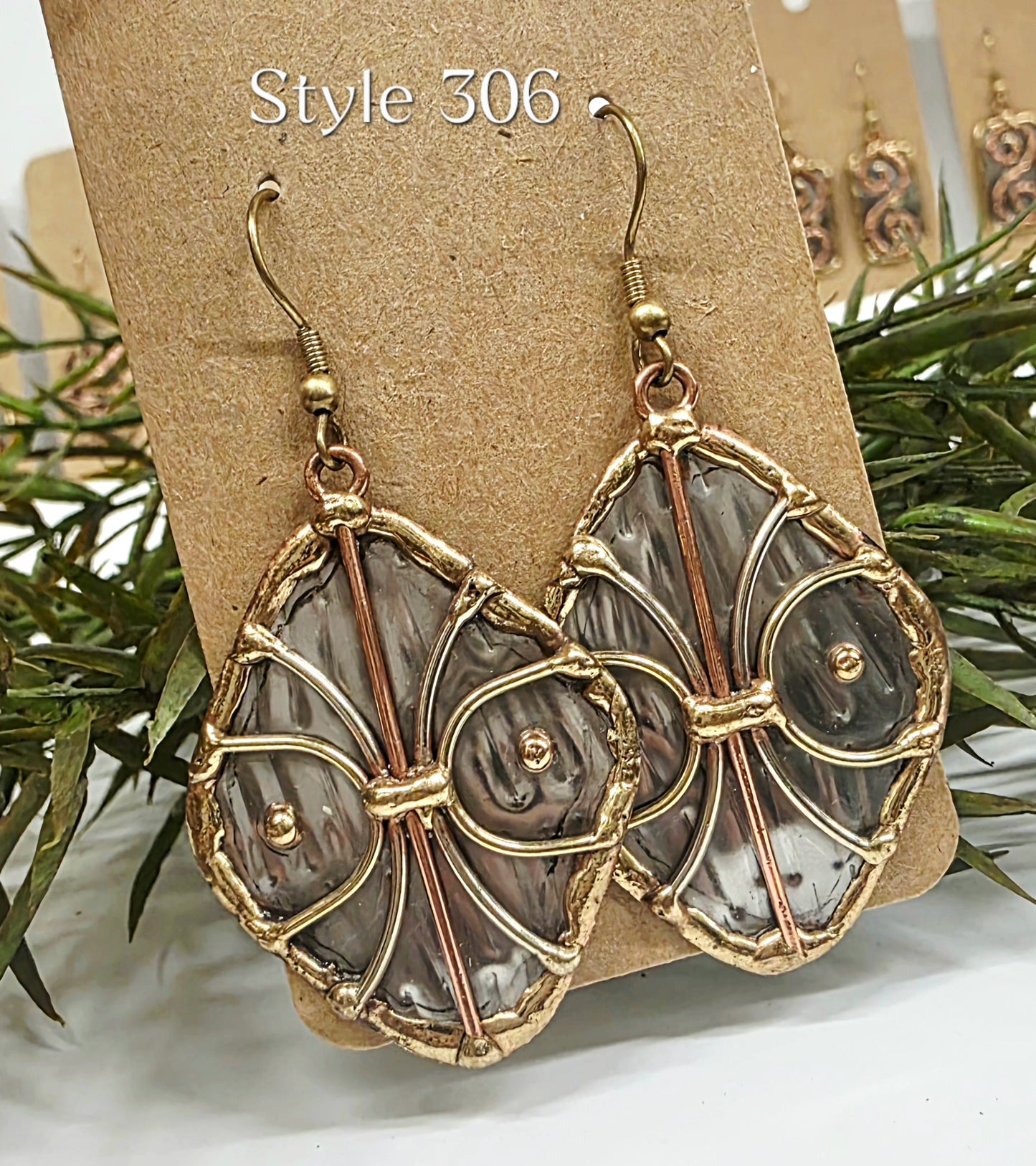 Brass & Copper Mixed Metal Earrings EP306
