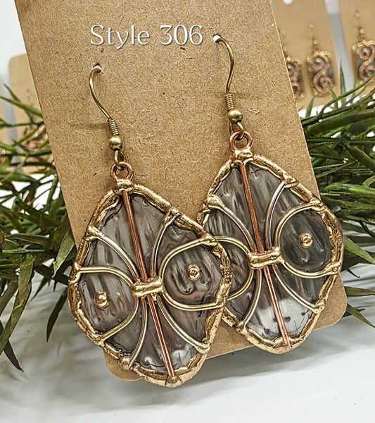Brass & Copper Mixed Metal Earrings EP306