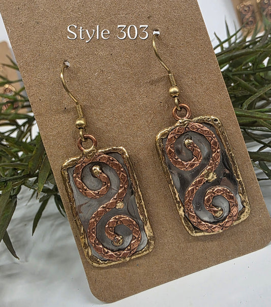 Brass & Copper Mixed Metal Earrings EP303